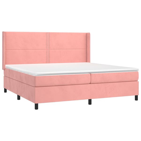 vidaXL Sommier &agrave; lattes de lit matelas et LED Rose 200x200 cm Velours