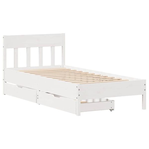 vidaXL Cadre de lit sans matelas blanc 75x190 cm bois de pin massif