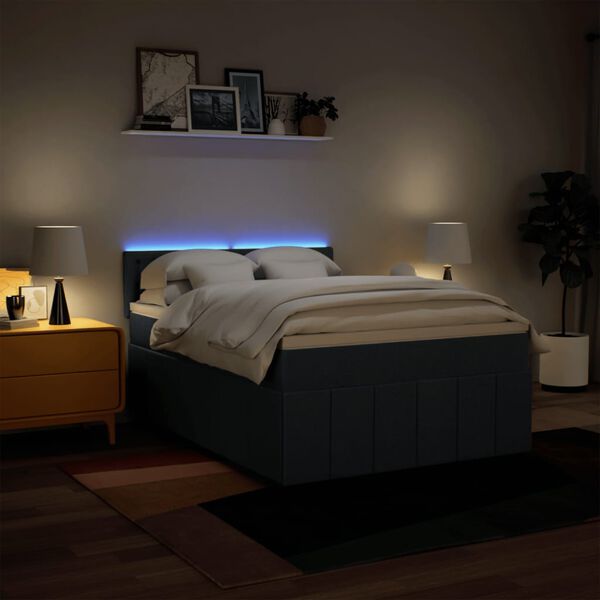 vidaXL Sommier &agrave; lattes de lit avec matelas Bleu 140x200 cm Tissu