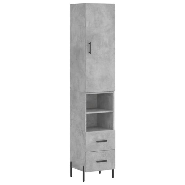 vidaXL Buffet haut Gris b&eacute;ton 34,5x34x180 cm Bois d'ing&eacute;nierie