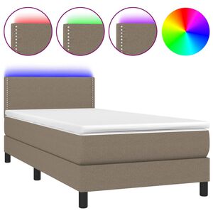 vidaXL Sommier &agrave; lattes de lit avec matelas LED Taupe 90x200 cm Tissu