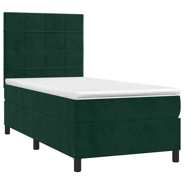 vidaXL Sommier &agrave; lattes de lit avec matelas Vert fonc&eacute; 90x190 cm