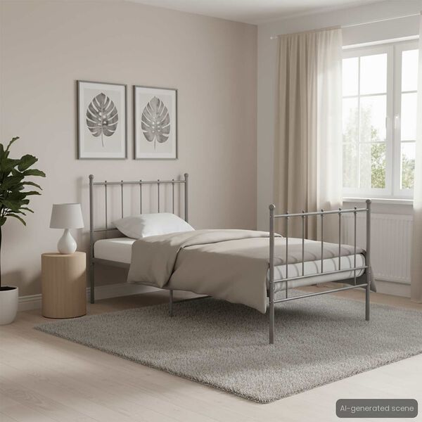 vidaXL Cadre de lit sans matelas gris m&eacute;tal 100x200 cm