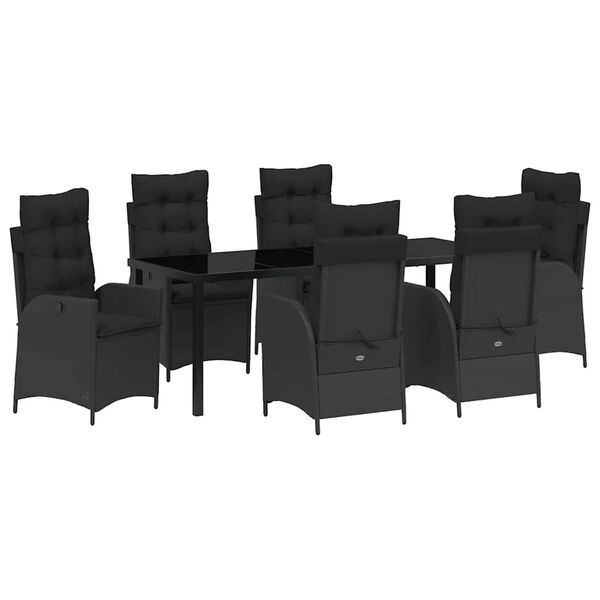 vidaXL Ensemble de salle &agrave; manger pour jardin 7 pcs Noir polyrotin