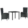 vidaXL Ensemble de salle &agrave; manger pour jardin 3 pc Noir polyrotin