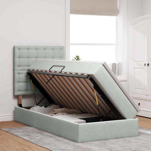 vidaXL Lit avec rangement et matelas Gris clair 90 x 190 cm Velours