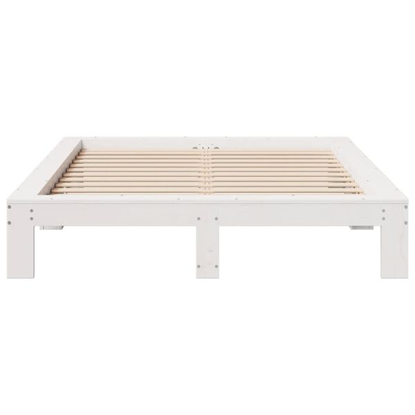 vidaXL Cadre de lit sans matelas blanc 135x190 cm bois de pin massif