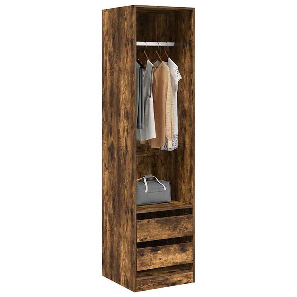 vidaXL Armoire avec tiroirs Ch&ecirc;ne fum&eacute; 50x50x200 cm Bois d'ing&eacute;nierie