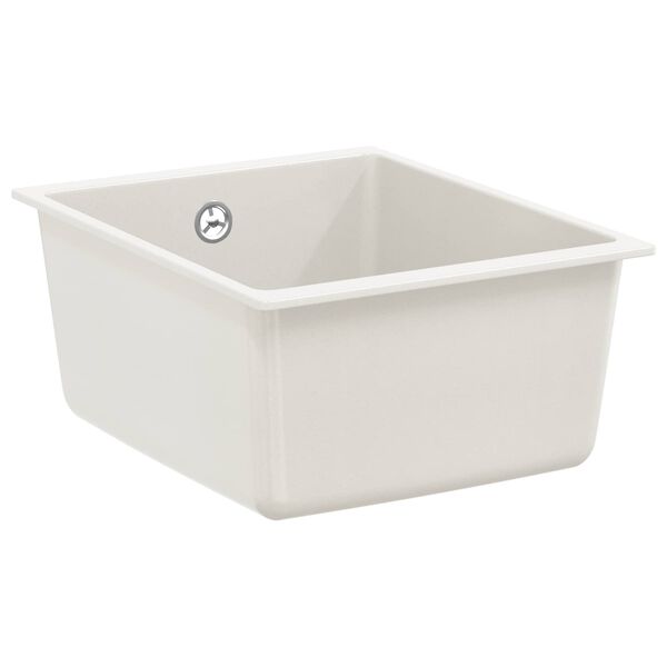 vidaXL &Eacute;vier Blanc 370 x 460 mm 80% Quartz et 20% R&eacute;sine