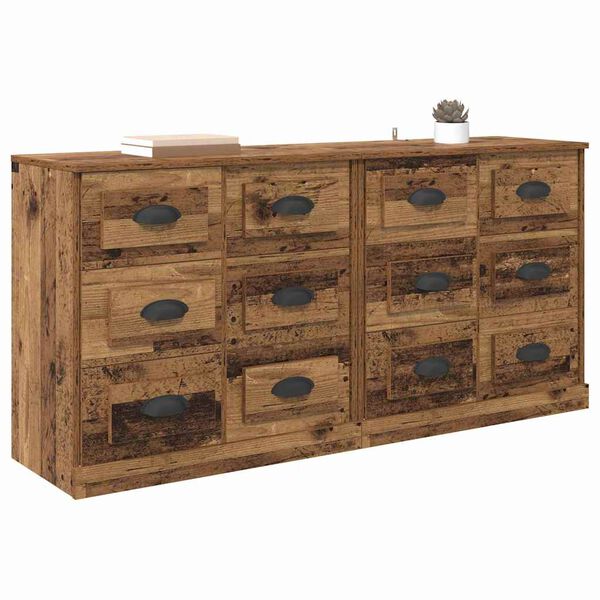vidaXL Buffets 2 pcs Bois Ancien 70 x 35,5 x 67,5 cm Bois d'ing&eacute;nierie