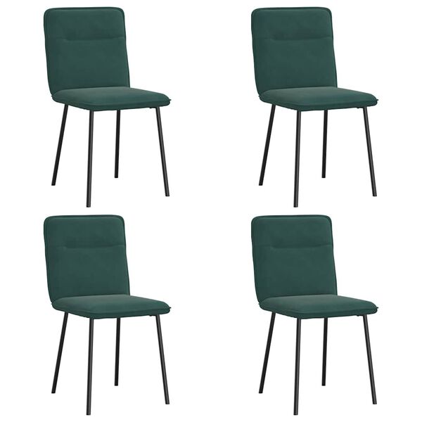 vidaXL Chaises &agrave; manger lot de 4 Vert fonc&eacute; Velours
