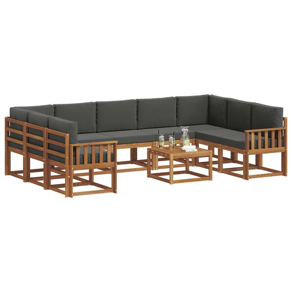 vidaXL Ensemble de canap&eacute;s d'ext&eacute;rieur 10 pcs Naturel et Anthracite