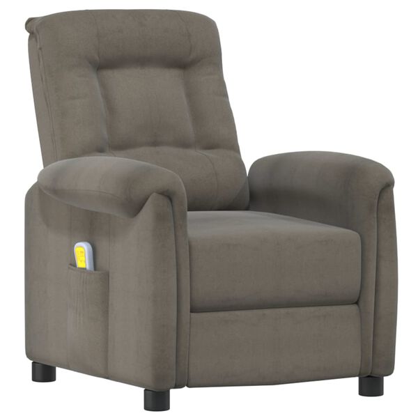 vidaXL Fauteuil de massage Gris fonc&eacute; Tissu microfibre