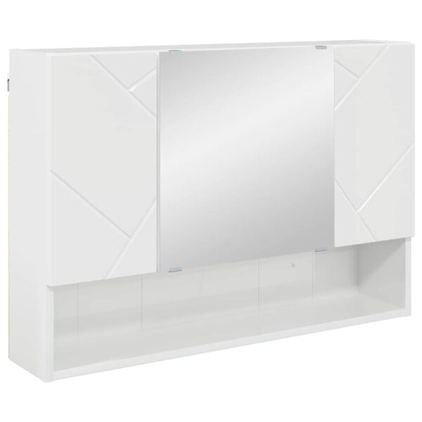 vidaXL Armoire Miroir Blanc brillant 80 x 17 x 55 cm Bois d'ing&eacute;nierie