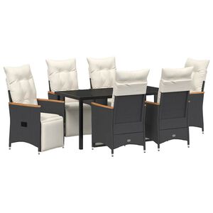 vidaXL Ensemble de salle &agrave; manger pour jardin 7 pcs Noir polyrotin