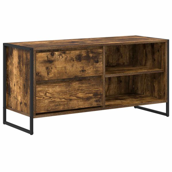 vidaXL Meuble TV Ch&ecirc;ne Fum&eacute; 100 x 36 x 49,5 cm Bois d'ing&eacute;nierie
