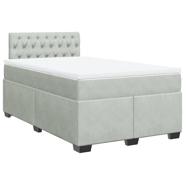vidaXL Sommier &agrave; lattes de lit et matelas gris clair 120x190cm velours