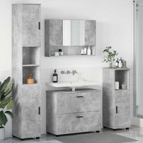 vidaXL Ensemble de mobilier de salle de bain 4 pcs Gris b&eacute;ton