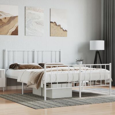 vidaXL Cadre de lit métal avec tête de lit/pied de lit blanc 120x190cm