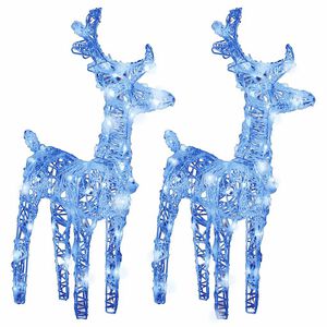 vidaXL Rennes de No&euml;l 2 pcs 80 LED Bleu Acrylique