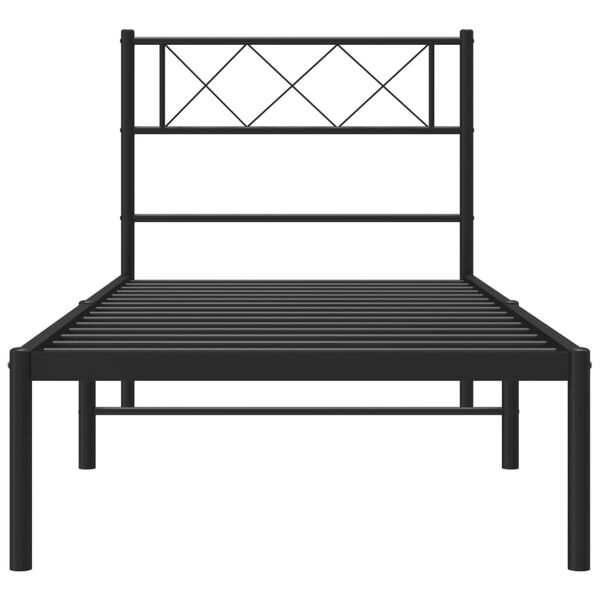 vidaXL Cadre de lit métal sans matelas avec tête de lit noir 90x190 cm