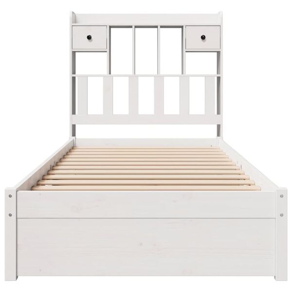 vidaXL Lit biblioth&egrave;que sans matelas blanc 100x200 cm bois pin massif