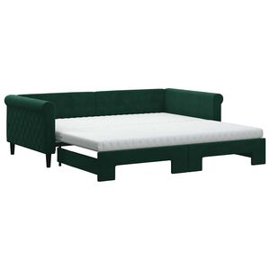 vidaXL Lit de jour et gigogne et matelas vert fonc&eacute; 100x200 cm velours