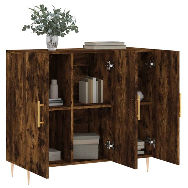vidaXL Buffet ch&ecirc;ne fum&eacute; 90x34x80 cm bois d'ing&eacute;nierie
