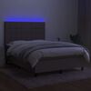 vidaXL Sommier &agrave; lattes de lit et matelas et LED Taupe 140x200cm Tissu