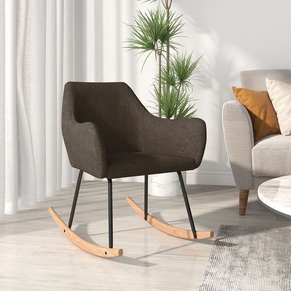 vidaXL Chaise &agrave; bascule Marron fonc&eacute; Tissu