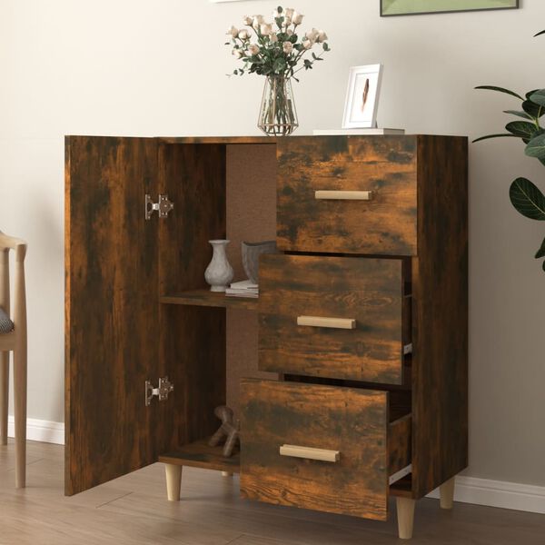 vidaXL Buffet chêne fumé 69,5x34x90 cm bois d'ingénierie