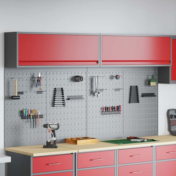 vidaXL Set de Cabinet d'Outils et Pegboard avec &eacute;tag&egrave;re 6 pcs Rouge