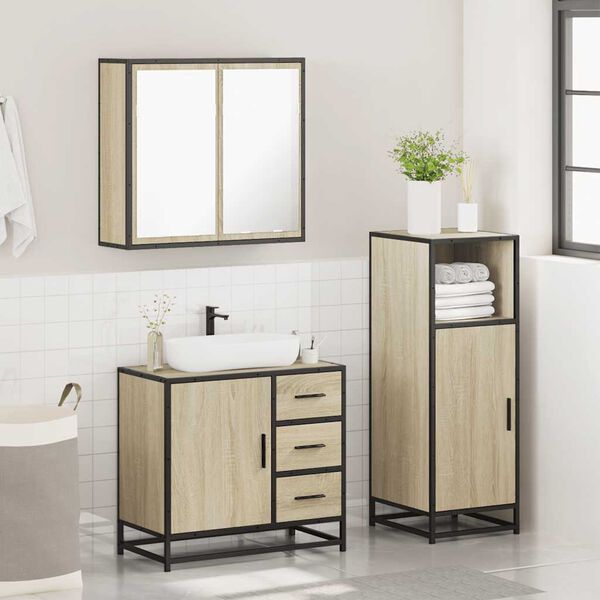 vidaXL Ensemble de meubles de salle de bain 3 pcs ch&ecirc;ne sonoma