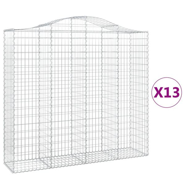 vidaXL Paniers &agrave; gabions arqu&eacute;s 13 pcs 200x50x180/200 cm Fer galvanis&eacute;