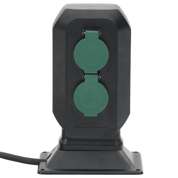 vidaXL Prise d'ext&eacute;rieur avec piquet &agrave; 2 voies noir vert 15,5x11x24 cm