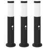vidaXL Bornes lumineuses avec d&eacute;tecteur lot de 3 50 cm acier inoxydable IP44