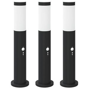 vidaXL Bornes lumineuses avec d&eacute;tecteur lot de 3 50 cm acier inoxydable IP44