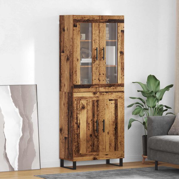 vidaXL Haut Armoire 2 pcs Bois Ancien Bois d'ing&eacute;nierie