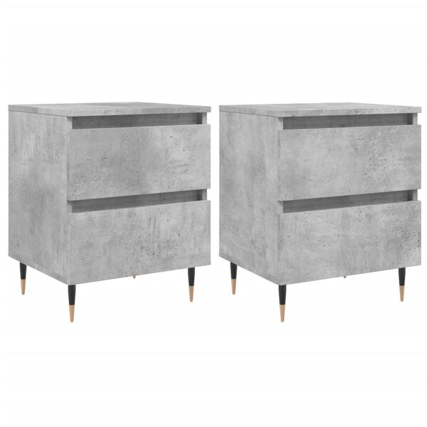 vidaXL Tables de chevet 2 pcs gris b&eacute;ton 40x35x50 cm bois d&rsquo;ing&eacute;nierie