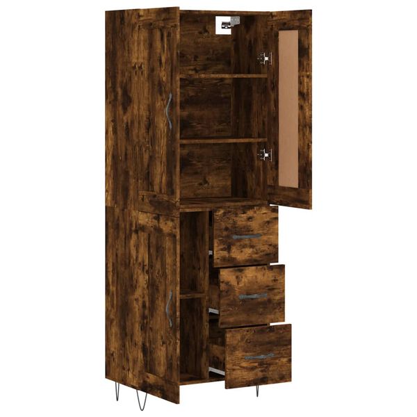 vidaXL Buffet haut Ch&ecirc;ne fum&eacute; 69,5x34x180 cm Bois d'ing&eacute;nierie