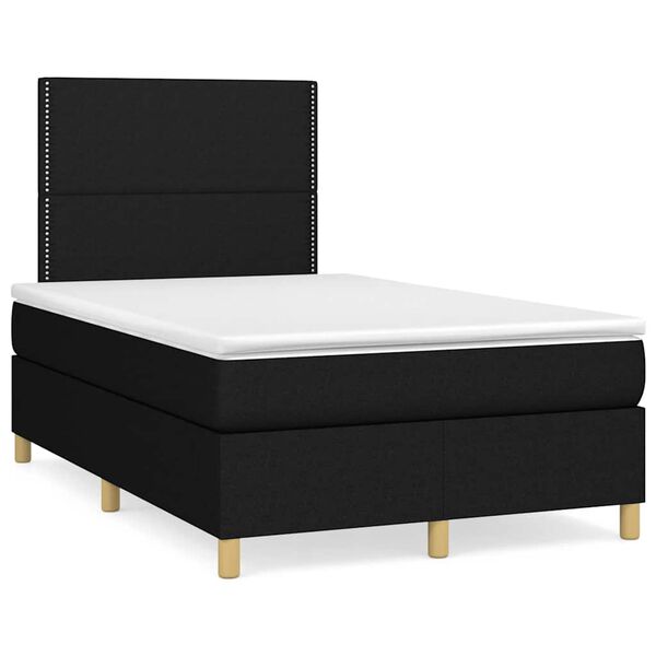 vidaXL Sommier &agrave; lattes de lit avec matelas noir 120x190 cm tissu
