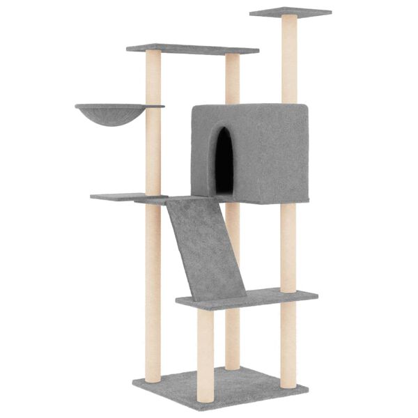 vidaXL Arbre &agrave; chat avec griffoirs en sisal gris clair 143 cm