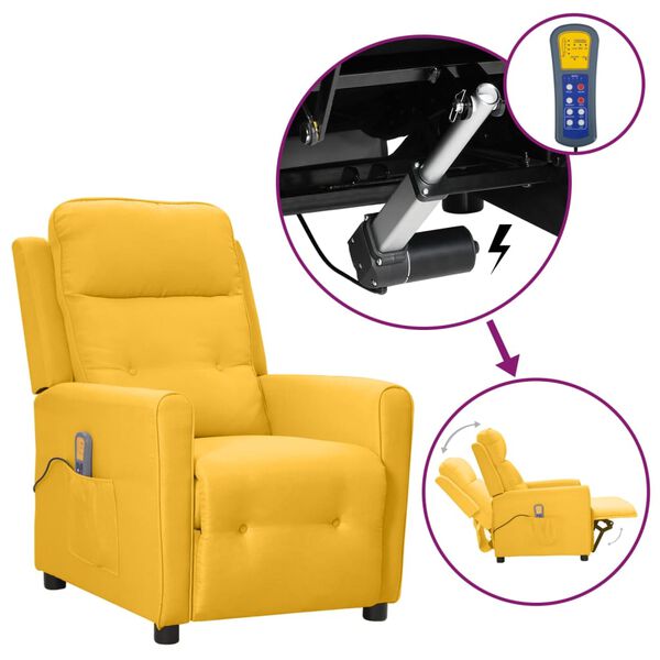 vidaXL Fauteuil de massage Jaune Tissu
