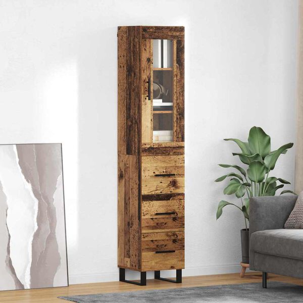vidaXL Haut Armoire Bois Ancien 34,5 x 34 x 180 cm Bois d'ing&eacute;nierie