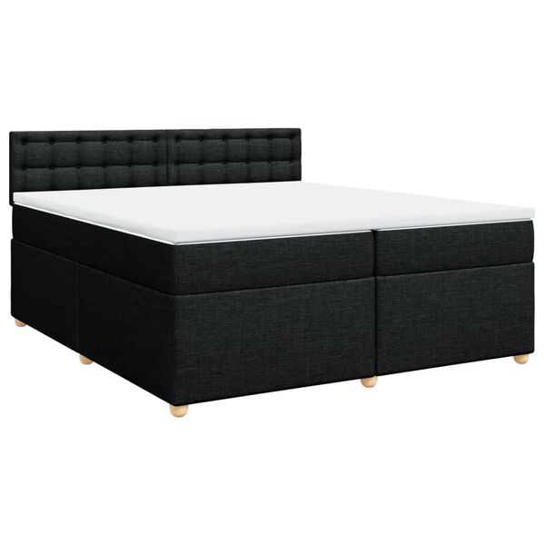vidaXL Sommier &agrave; lattes de lit avec matelas Noir 200x200 cm Tissu