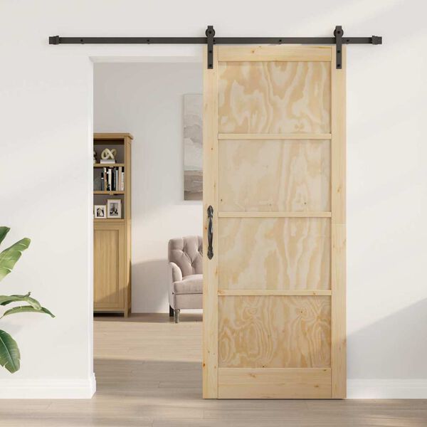 vidaXL Porte coulissante Naturel et Noir 86 x 211 cm Pin massif