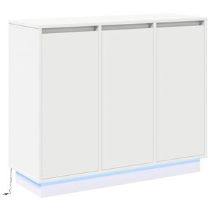 vidaXL Buffet LED Blanc 90 x 32 x 75 cm Bois d'ing&eacute;nierie