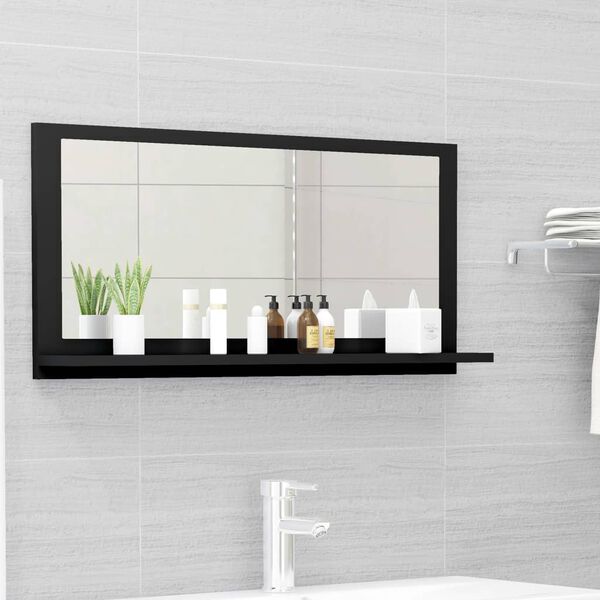 vidaXL Miroir de salle de bain Noir 80x10,5x37 cm Agglom&eacute;r&eacute;