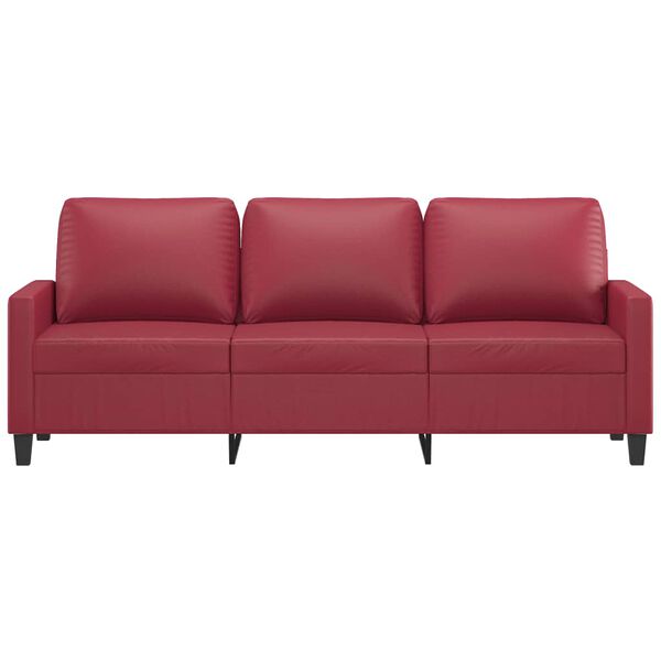 vidaXL Canapé à 3 places Rouge bordeaux 180 cm Similicuir