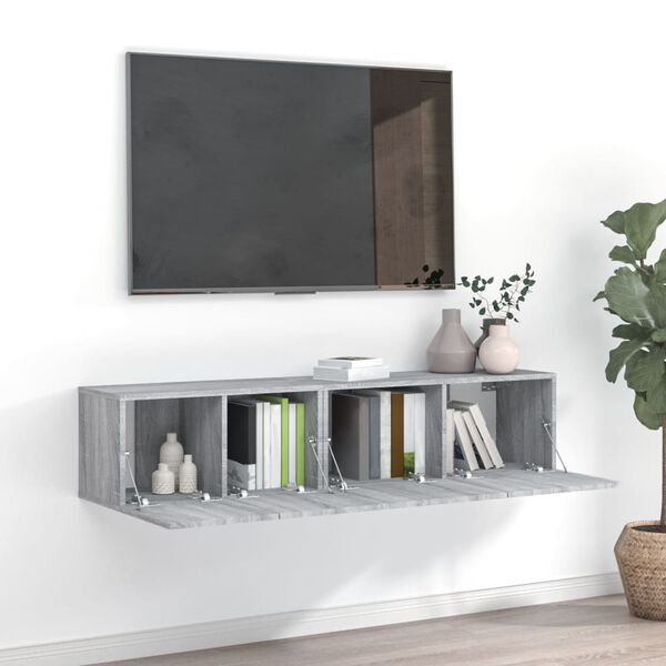 vidaXL Ensemble de meubles TV 2 pcs Sonoma gris Bois d'ing&eacute;nierie